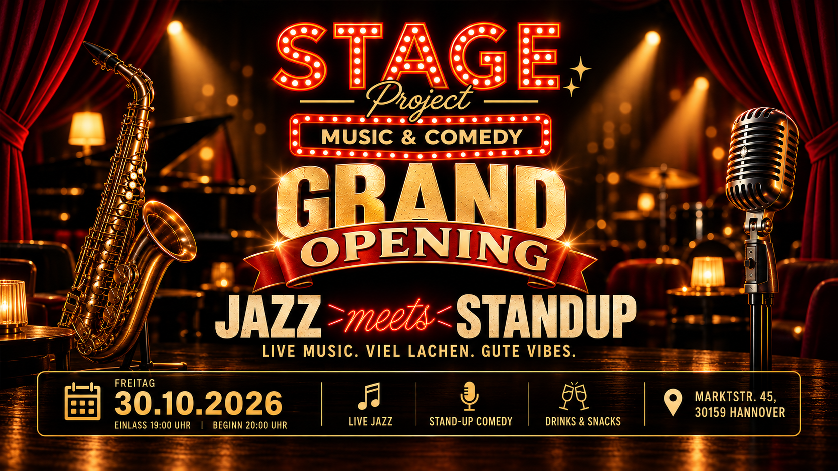 GRAND OPENING – JAZZ MEETS STAND-UP im STAGE Projekt
